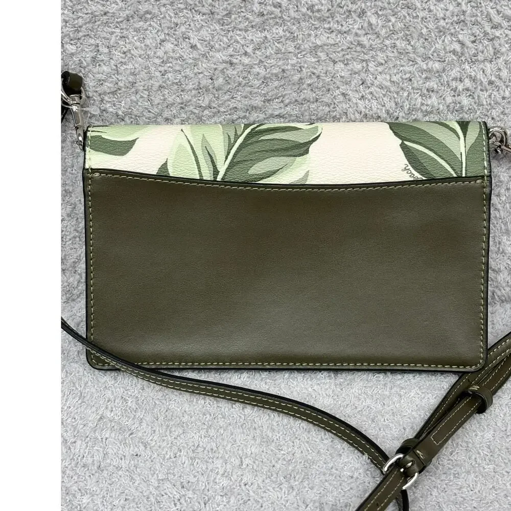 Coach Anna Foldover Green Banana Leaf Leather Crossbody Purse #72029 - Picture 2 of 12